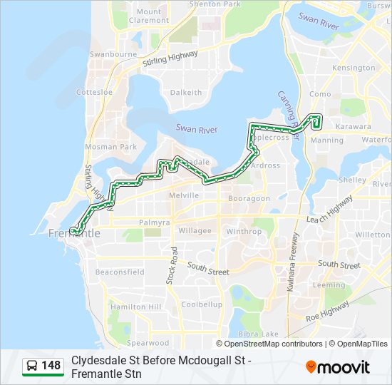 148 Route: Schedules, Stops & Maps - Fremantle Stn (Updated)