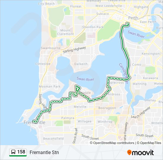 Bus 158 Route Map 158 Route: Schedules, Stops & Maps - Fremantle Stn (Updated)