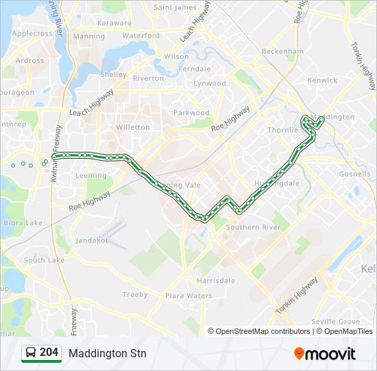 Mapa de 204 de autobús