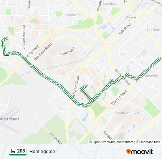 Mapa de 205 de autobús