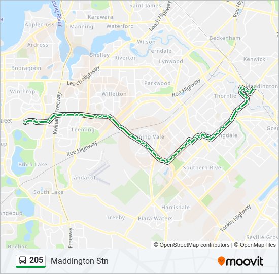 Mapa de 205 de autobús