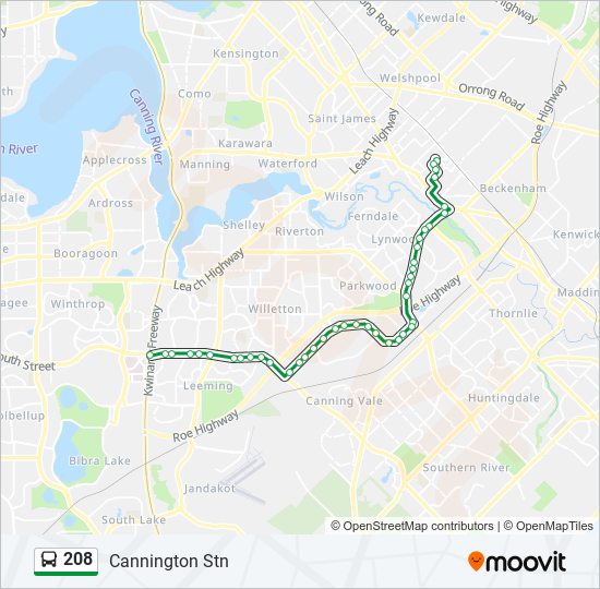 Mapa de 208 de autobús