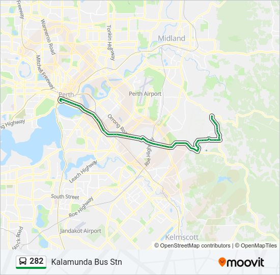 Bus 282 Route Map 282 Route: Schedules, Stops & Maps - Kalamunda Bus Stn (Updated)