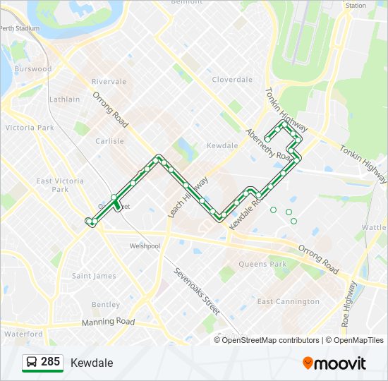 Mapa de 285 de autobús