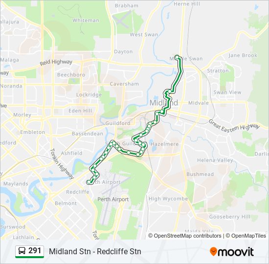 Mapa de 291 de autobús