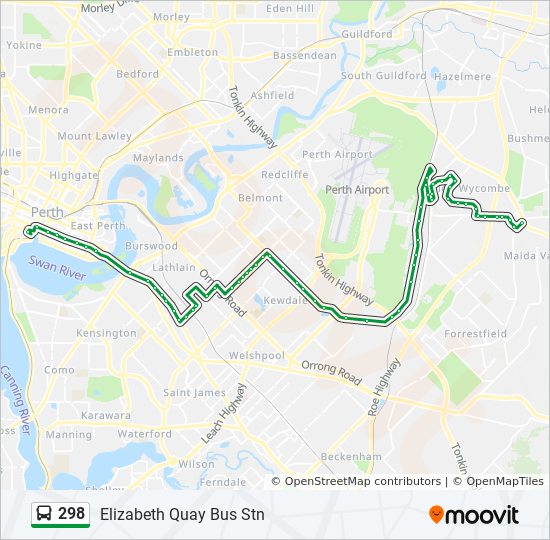 Bus 298 Route Map 298 Route: Schedules, Stops & Maps - Elizabeth Quay Bus Stn (Updated)