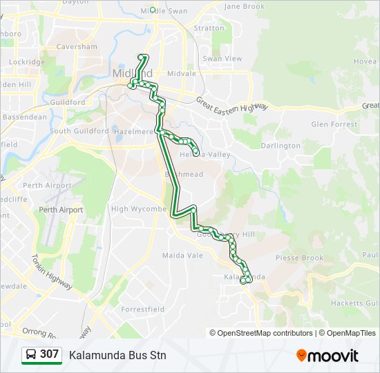 Mapa de 307 de autobús