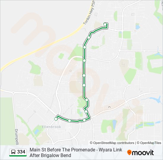 Mapa de 334 de autobús