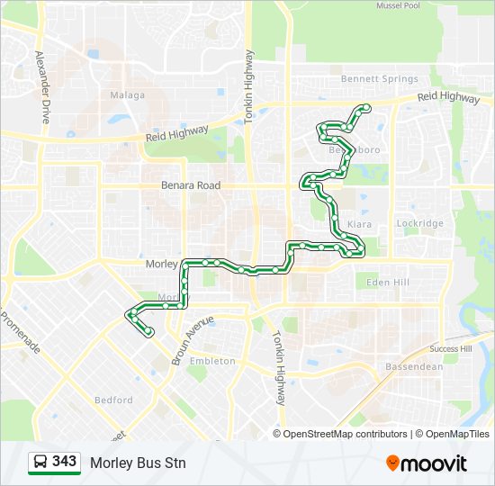 343 Route: Schedules, Stops & Maps - Morley Bus Stn (Updated)