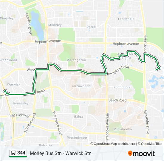 344 Route: Schedules, Stops & Maps - Warwick Stn (Updated)