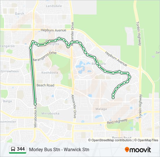 344 Route: Schedules, Stops & Maps - John Septimus Roe Mirrabooka (Updated)