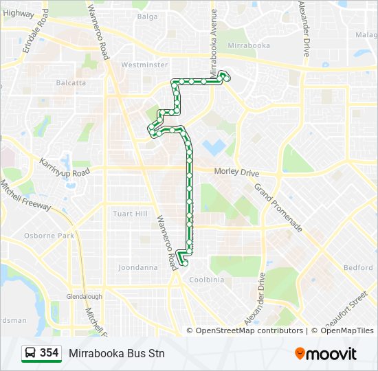 Mapa de 354 de autobús