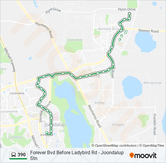 390 Route Schedules, Stops & Maps Joondalup Stn (Updated)