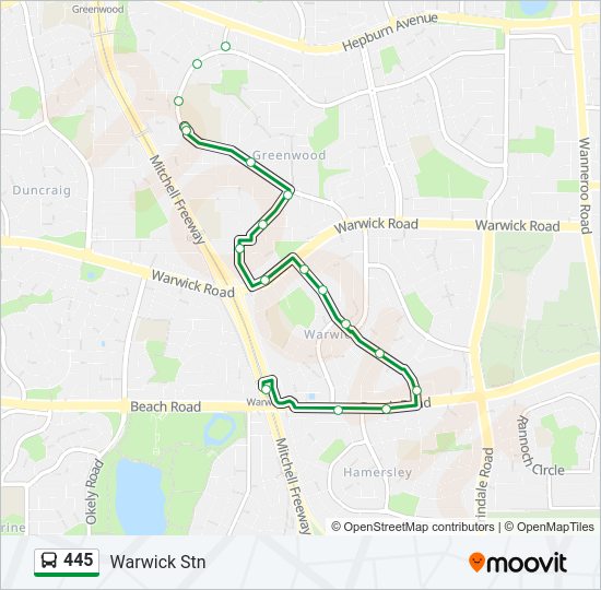 445 Route: Schedules, Stops & Maps - Warwick Stn (Updated)