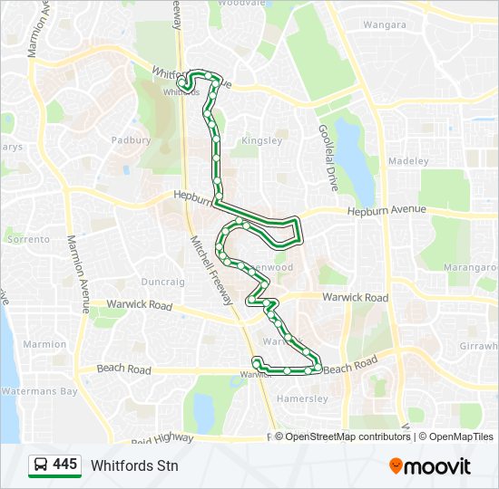 Mapa de 445 de autobús