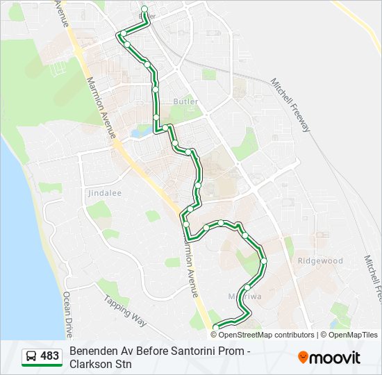 Mapa de 483 de autobús