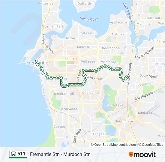 511 Route: Schedules, Stops & Maps - Fremantle Stn (Updated)