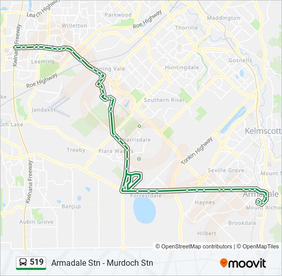 Mapa de 519 de autobús