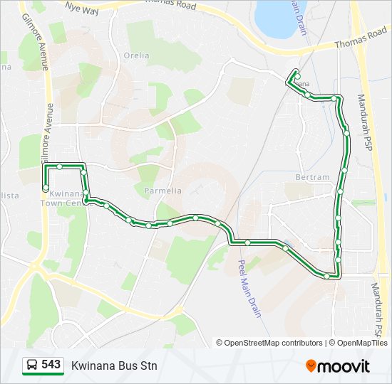 Mapa de 543 de autobús