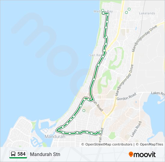 Mandurah Bus Routes Map 584 Route: Schedules, Stops & Maps - Mandurah Stn (Updated)