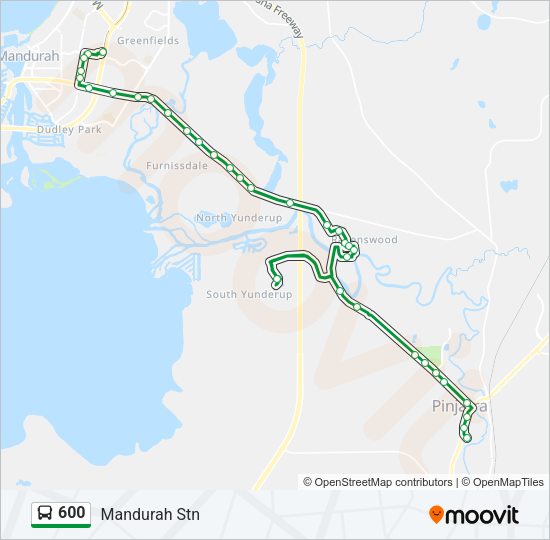 Mandurah Bus Routes Map 600 Route: Schedules, Stops & Maps - Mandurah Stn (Updated)