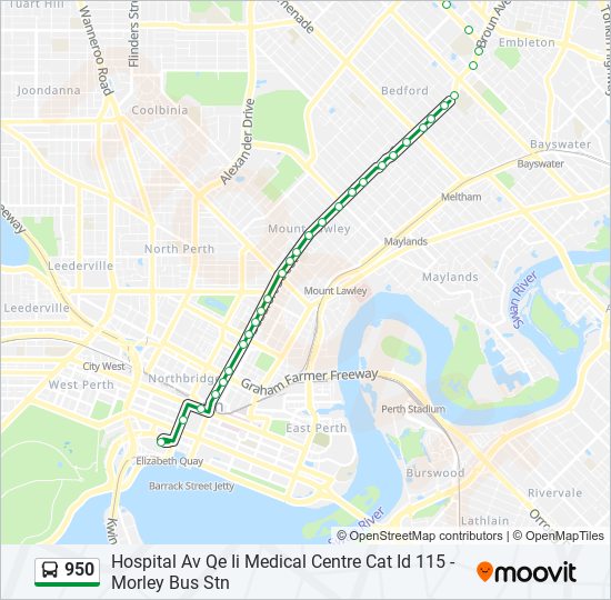 950 Route: Schedules, Stops & Maps - Elizabeth Quay Bus Stn (Updated)