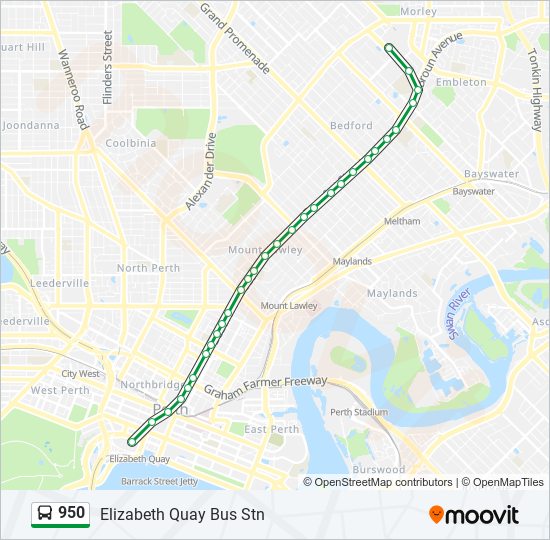 950 Route: Schedules, Stops & Maps - Elizabeth Quay Bus Stn (Updated)