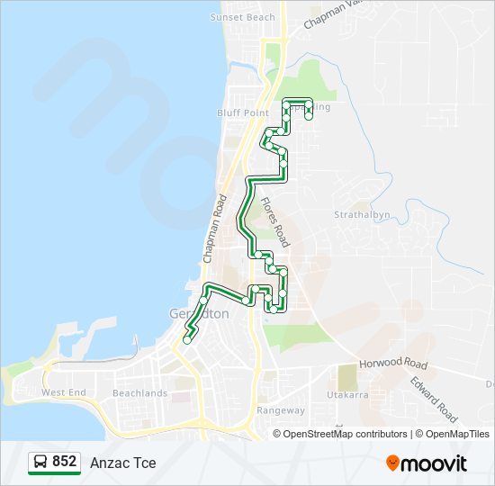 Broome Bus Route Map 852 Route: Schedules, Stops & Maps - Anzac Tce (Updated)