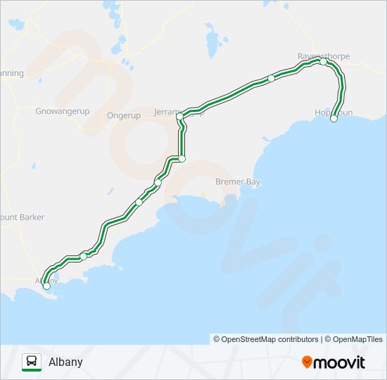 Mapa de ALBANY-HOPETOUN de autobús