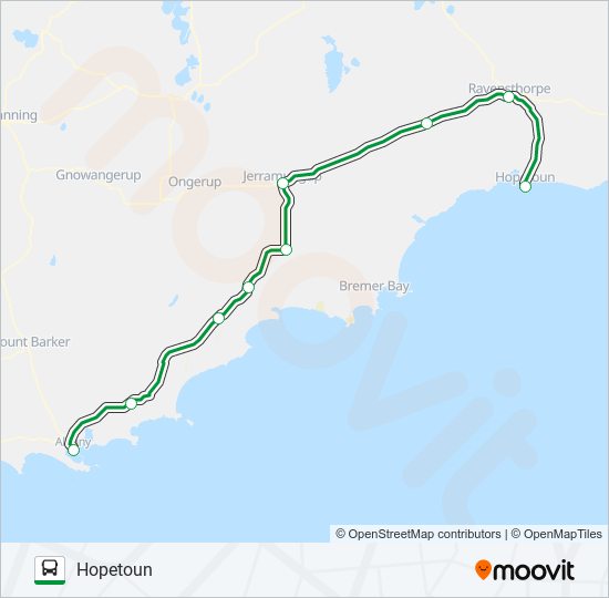 Mapa de ALBANY-HOPETOUN de autobús