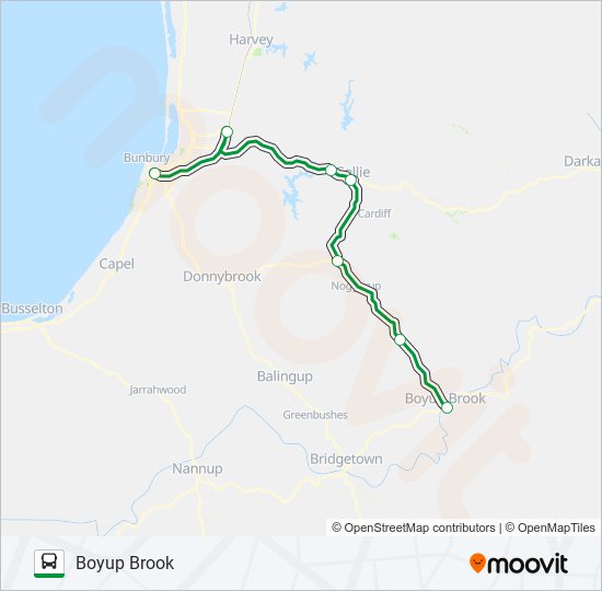 BUNBURY-BOYUP BROOK bus Line Map