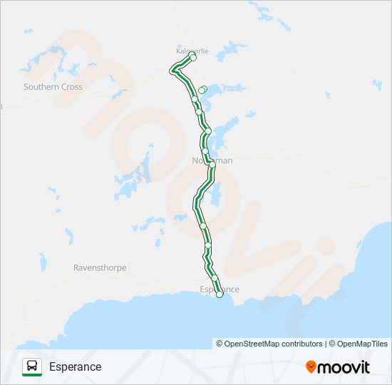 Mapa de KALGOORLIE-ESPERANCE de autobús