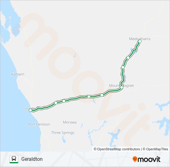 Mapa de GERALDTON-MEEKATHARRA de autobús