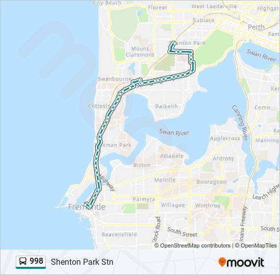 998 Route: Schedules, Stops & Maps - Shenton Park Stn (Updated)