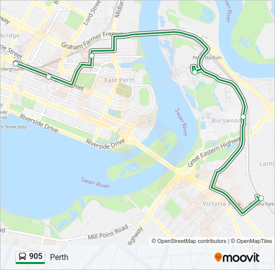 905 bus Line Map