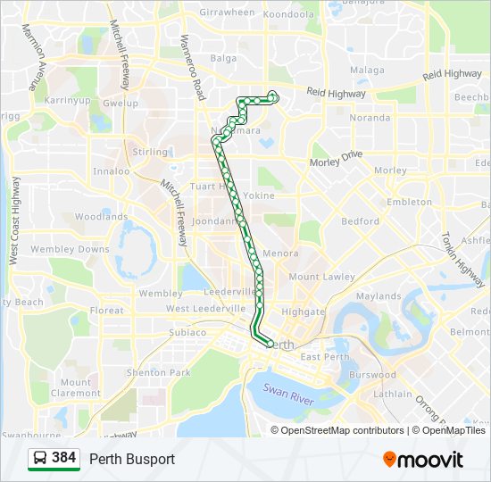 384 Route: Schedules, Stops & Maps - Perth Busport (Updated)