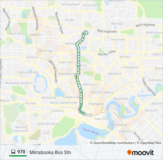 Bus 970 Route Map 970 Route: Schedules, Stops & Maps - Mirrabooka Bus Stn (Updated)