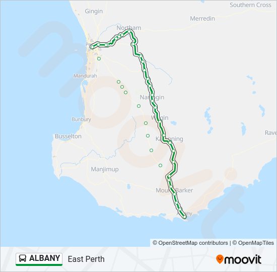 Perth To Albany Map Albany Route: Schedules, Stops & Maps - East Perth (Updated)