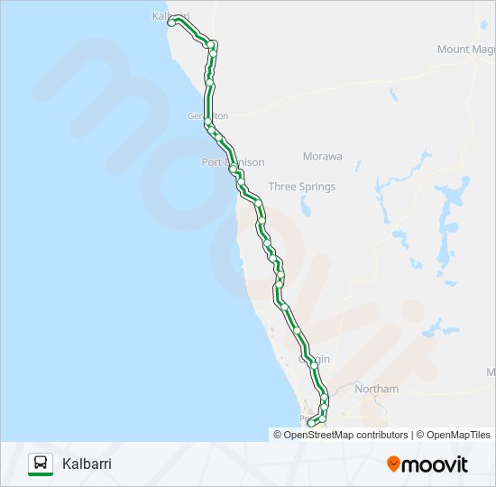 Mapa de KALBARRI de autobús