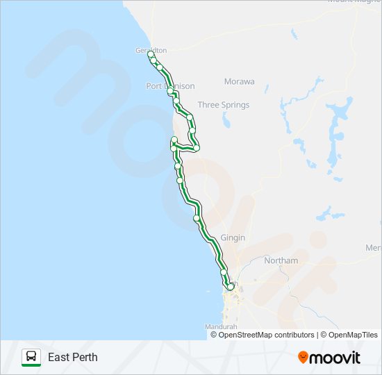 Mapa de GERALDTON de autobús