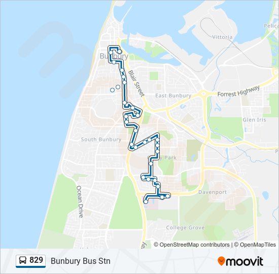 829 bus Line Map