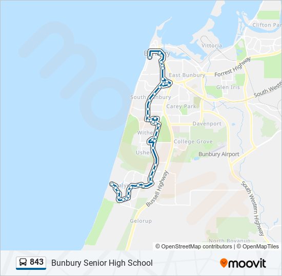 843 bus Line Map