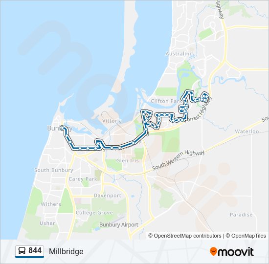 844 bus Line Map