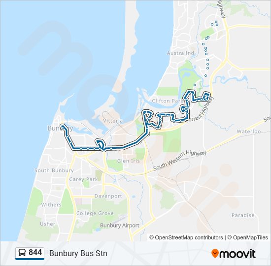 844 bus Line Map