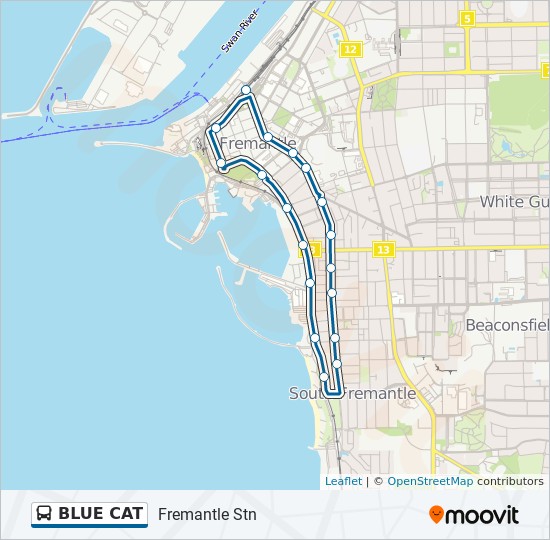 Blue Cat Route Schedules Stops Maps Fremantle Stn
