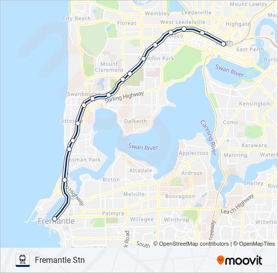 Mapa de FREMANTLE LINE de tren