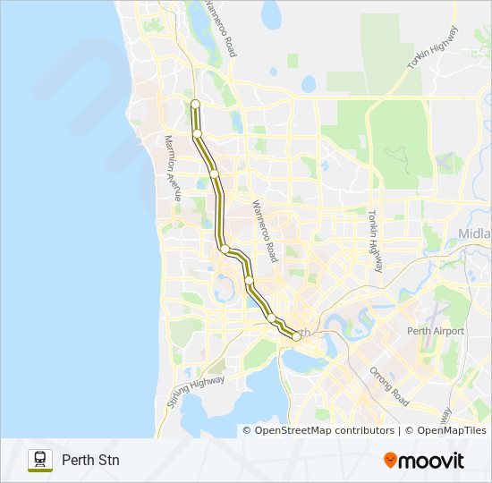 JOONDALUP LINE train Line Map