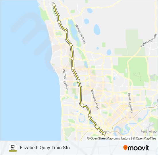 Mapa de JOONDALUP LINE de tren