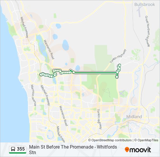 Mapa de 355 de autobús