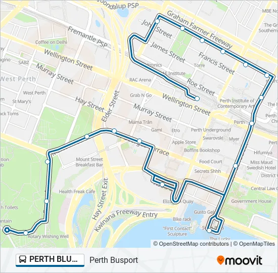 Fremantle Cat Bus Map Perth Blue Cat Route: Schedules, Stops & Maps - Perth Busport (Updated)